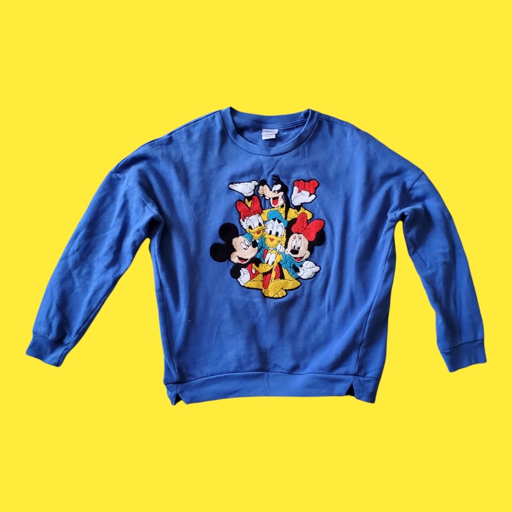 Disney Mickey Mouse and Friends Latch Hook Applique Blue Sweatshirt